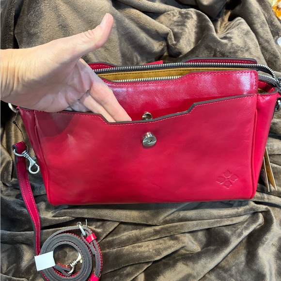 Patricia Nash Red Leather Shoulder Bag with Silver Buckle - Picture 5 of 11